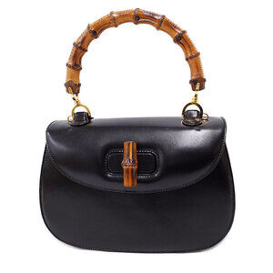 Gucci Bamboo Top Handle Leather Shoulder Bag Handbag